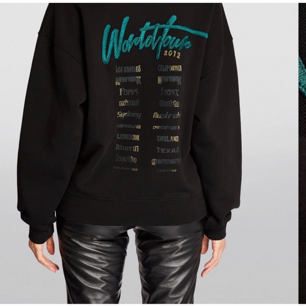 Anine Bing Kenny Sweatshirt Panther in Vintage Black - Picture 2 of 6